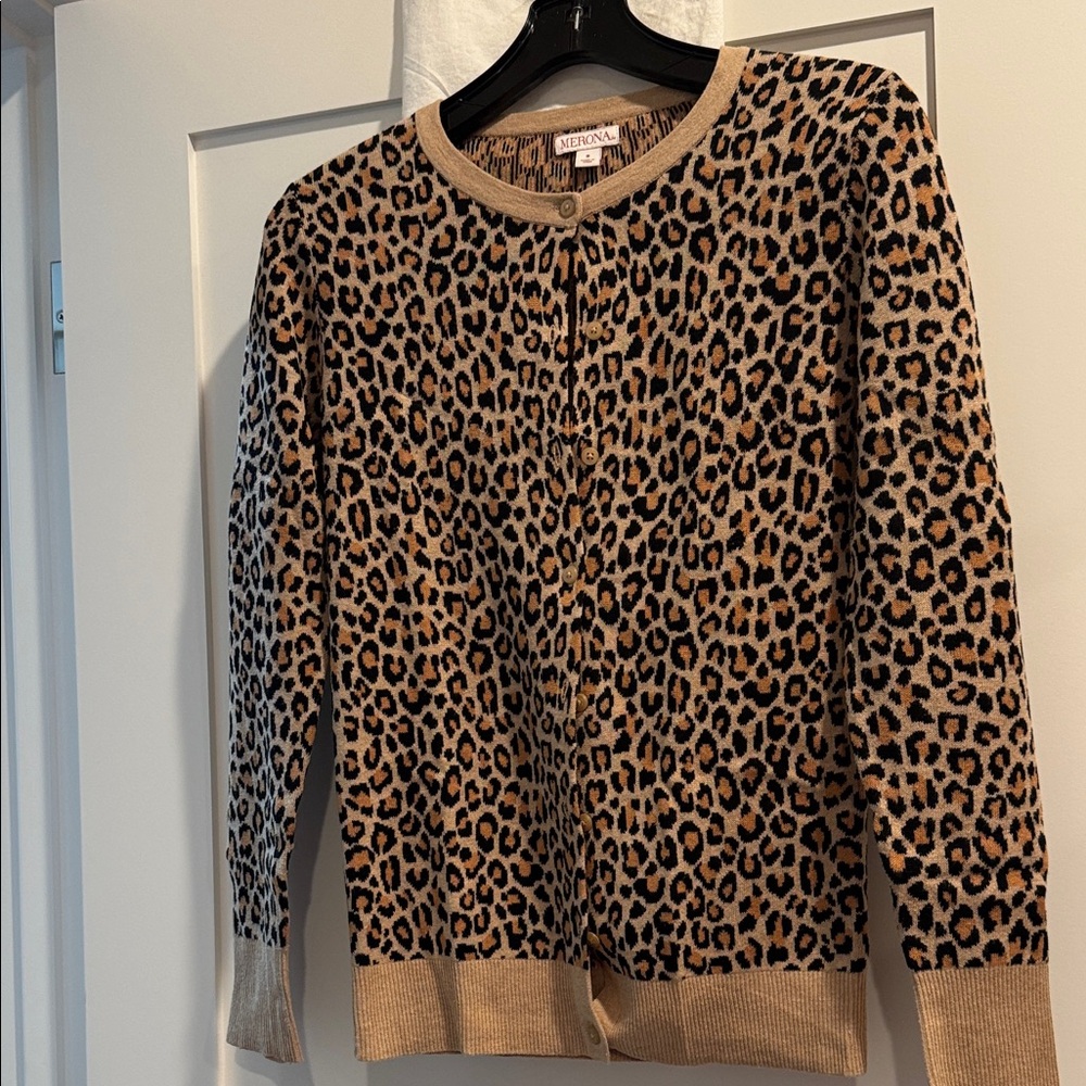 Merona Leopard Print Cardigan - Tan and Black